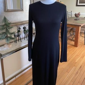 High Neck Slit Ribbed Dress